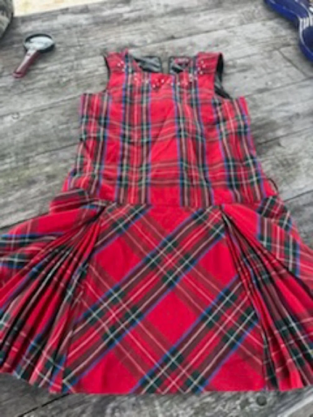 THE CHILDRENS PLACE Red Plaid Pleated Pinafore Dress SZ GIRLS 12